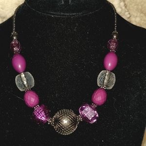 ❤️ Silver Pink Beads Necklace